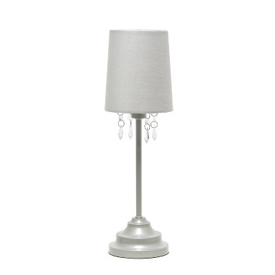 Table Lamp with Fabric Shade and Hanging Acrylic Beads Gray - Simple Designs