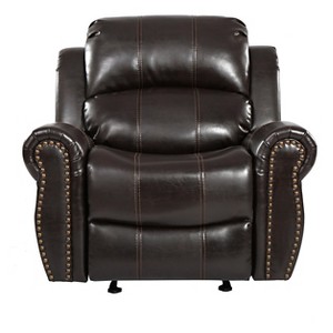 Charlie Bonded Leather Glider Recliner Club Chair - Christopher Knight Home: Studded, Wide Seat - 1 of 4