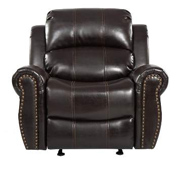 Charlie Faux Leather Leather Glider Recliner Club Chair Dark Brown - Christopher Knight Home