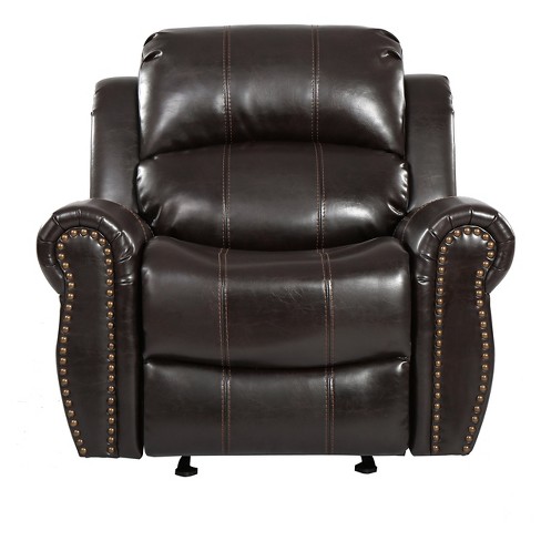 Charlie Bonded Leather Glider Recliner, Leather Recliner Club Chair
