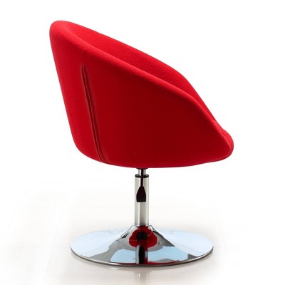Red Wool Blend Swivel Adjustable Height Chair with Metal Base