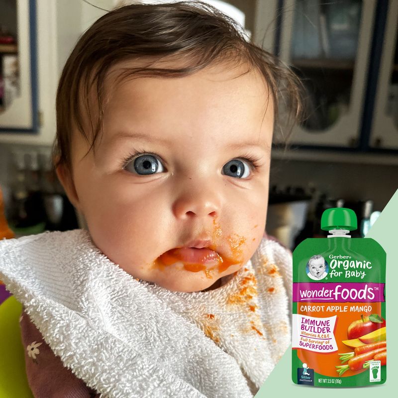 Gerber Organic 2nd Foods Carrot Apple &#38; Mango Baby Food Pouch - 3.5oz, 3 of 11