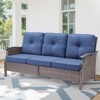 Buenhomino Patio Furniture Set Wicker Swivel Glider Chairs PE Rattan Sofa Ottomans with Blue Cushions Patio Conversation Set - 2 of 4