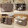 51.2" Geometric Twill Stripe Textured Design Kitchen Island on Wheels, with Drop Leaf, Internal Storage Rack and Towel Rack, for Kitchen - 3 of 4