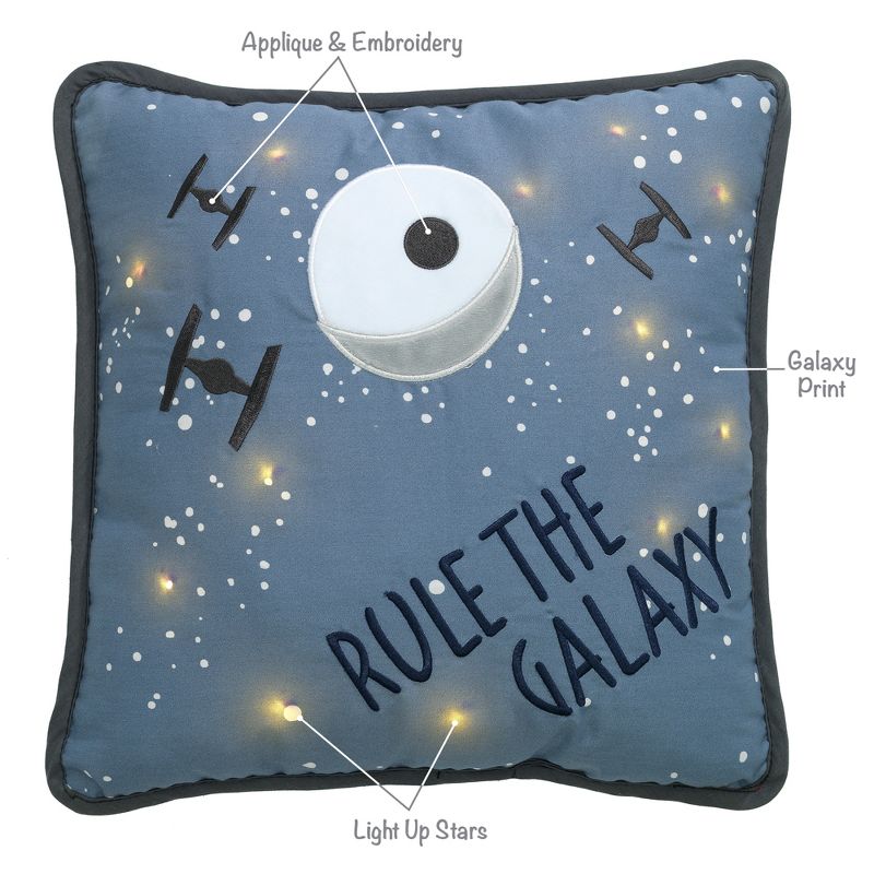 Lambs & Ivy Star Wars Signature Galaxy LED Light-Up Decorative Throw Pillow, 2 of 8