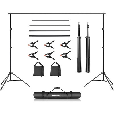 MaseiKar Photo Studio Backdrop Support System, 10ft/3m Wide 6.6ft/2m High Adjustable Background Stand for Portrait & Studio Photography