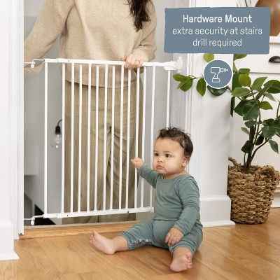 White Metal Swinging Stairway Baby Gate, 28-42 Inches