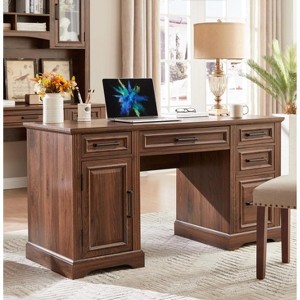 Farmhouse-Style Home Desk with File Cabinet Wooden Home Office Desk for Work, Bedroom, or Gaming - 1 of 1