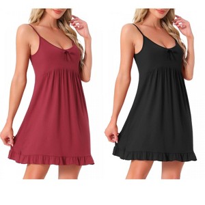 INSPIRE CHIC Women's Nightdress Soft Comfy Sleepwear Loungewear Nightgown Spaghetti Strap Scoop Nightdress - 1 of 4