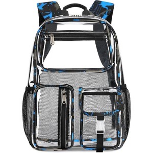Heavy Duty Clear Backpack, TPU Stadium Bookbag for Sports Events & Travel, Large Capacity Grey See-Through Bag - 1 of 4