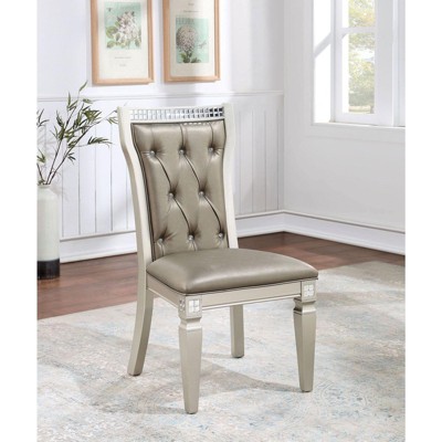 NicBex Classic Dining Chair Set of 2 Mid-Century Leather Accent Chair with Tufted Buttons Backrest,Gray