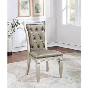 NicBex Classic Dining Chair Set of 2 Mid-Century Leather Accent Chair with Tufted Buttons Backrest,Gray - 1 of 4