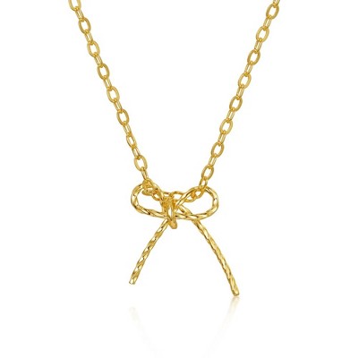 Children's 14K Gold Plated Ribbon Bow-Tie Pendant Necklace – A Charming and Elegant Gift Featuring a Delightful Bow-Tie Design for a Special Touch