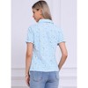 INSPIRE CHIC Women's Peter Pan Frilled Short Sleeve Floral Cotton Top - 4 of 4