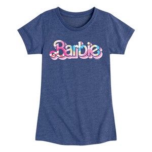 Girls' - Barbie - Pattern Colorful Fitted Short Sleeve Graphic T-Shirt - 1 of 4