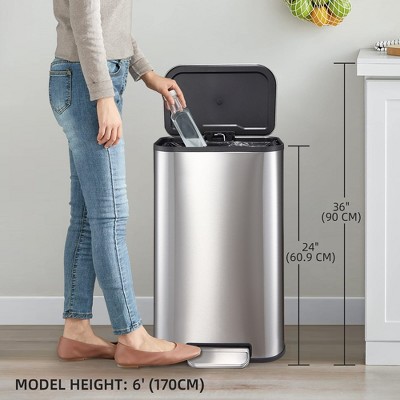 30 Liter Silver Stainless Steel Pedal Trash Can