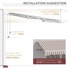 Vynxaria Retractable Awning - 10' x 8' Patio Sunshade with Manual Crank Handle - Beige Stripes - 3 of 4