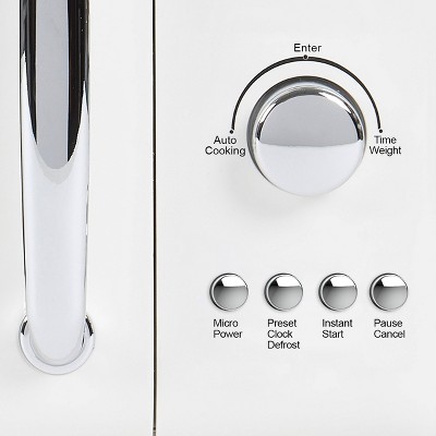 Ivory Stainless Steel Compact Countertop Microwave Oven