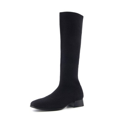 CUSHIONAIRE Women's Rialto Knit Knee-High Boot with Block Heel +Memory Foam, Wide Widths Available