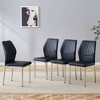 Vynxaria Luxury Simple Chair Set - 6 White PU High Resilience Dining Chairs with Silver Metal Legs - 2 of 4