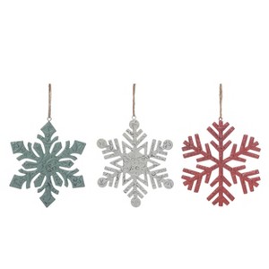 Transpac Metal 7.48 in. Multicolored Christmas Snowflake Ornament Set of 3 - 1 of 4