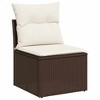 vidaXL Garden Sofa Set Brown with Cream White Cushions - 4 of 4