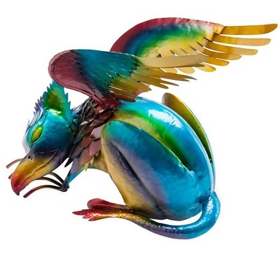 Wind & Weather Handcrafted Colorful Metal Griffin Sculpture