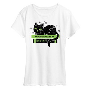 Women's - Instant Message - Cat and Spell Books Short Sleeve Graphic T-Shirt - 1 of 4