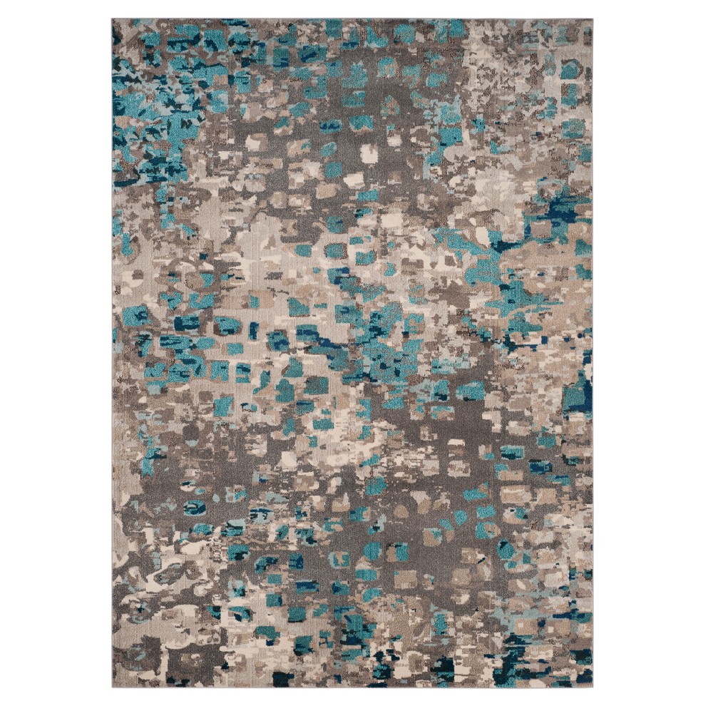 Gray/Light Blue Splatter Loomed Area Rug 9'x12' - Safavieh