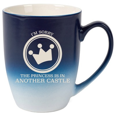 100 North Crown Design 10 Ounce Navy Blue and White Two Toned Ombre, Comfortably Fits Your Hands, Ceramic Tea Coffee Cup Mug, I'm Sorry The Princess