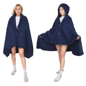 Women's Fuzzy Sweaters Cardigans, Wearable Hoodie Blanket Fleece Cape Wrap Shawls, Cozy Fluffy Lightweight, Gift Woman - Tirrinia - 1 of 4
