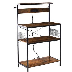 ELJGET Kitchen Bakers Rack with Power Outlet, Adjustable Storage - 1 of 2