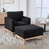 Sapphtopaz 1pc Accent Chair Sofa Lounge Chair with Natural Wood Legs, Comfy Chair with Two Bolster Pillows Reading Armchair Furniture for Living Room - 4 of 4