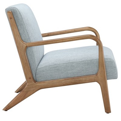 Mid-Century Light Blue Elm Wood Accent Chair