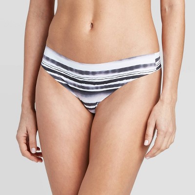 Women's Striped Laser Cut Thong - Auden™ Black Watercolor L : Target