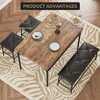 Orieon 4-Piece Dining Set for Small Spaces, Compact Kitchen Table with Upholstered Bench & 2 Stools, Modern Metal Frame Set with Storage Shelf - 3 of 4