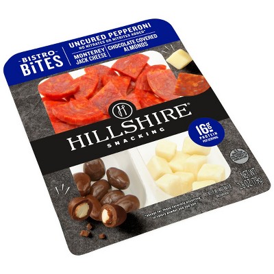 Hillshire Snacking Bistro Bites with Pepperoni, Monterey Jack, Walnut & Cocoa-Coated Almond Mix - 2.8oz