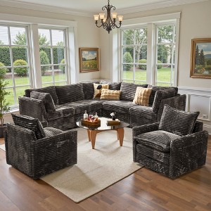 XIZZI Luxury Modular Sectional Sofa Couch, Oversized Cloud Couch for Living Room, Deep Seat Upholstered Sleeper Sofa Set w/ Optional Swivel Chairs - 1 of 4