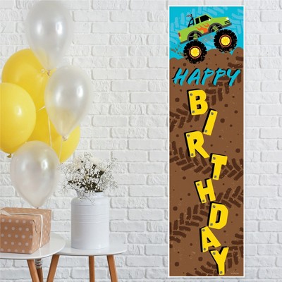 Smash & Crash Monster Truck Birthday Balloon Banner Demolition 