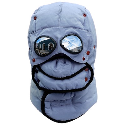 LakeForest "Unisex Thermal Winter Goggles Hat with Neck Flap & Detachable Face Mask, Windproof for Skiing & Hiking" Grey
