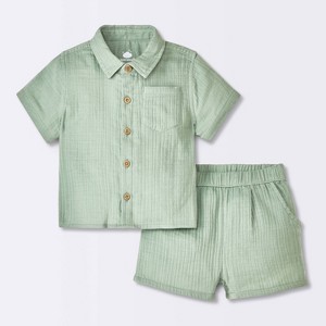 Baby Boys' Gauze Slub T-Shirt & Shorts Set - Cloud Island™ - 1 of 4