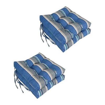 Blazing Needles, 16-inch Spun Polyester Patterned Outdoor Square Tufted Chair Cushions (Set of 4)