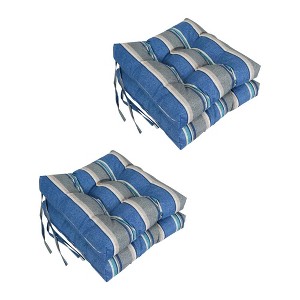 Blazing Needles, 16-inch Spun Polyester Patterned Outdoor Square Tufted Chair Cushions (Set of 4) - 1 of 2