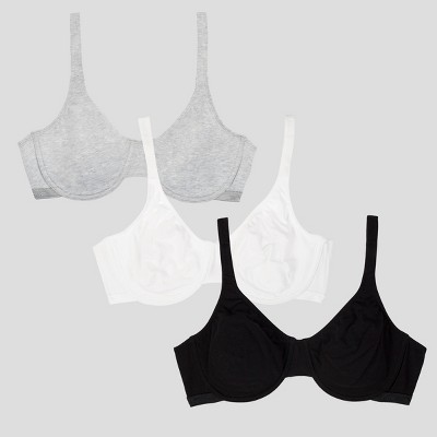 Fruit Of The Loom Plus Size Beyond Soft Unlined Underwire Cotton Bra 2 Pack  Black Hue/heather Grey 42g : Target