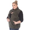 Plus Size Zip up High Pile Fleece vest -White Mark - 2 of 4