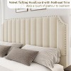 King Size Velvet Upholstered Bed Frame with 50.2" Headboard & Footboard - Nailhead Trim Platform Bed, Solid Wood Slats, No Box Spring Needed, Grey - 3 of 4