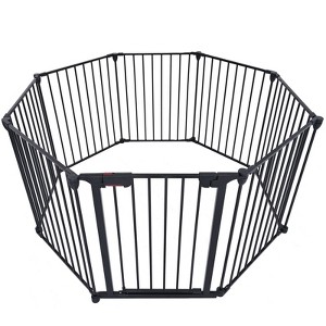 AZL1 Life Concept Safety Gate Adjustable 6 Panels Metal Play Yard Fireplace Christmas Tree Fence with Stairs Gate for Home, Black, 26.2"*30.5"*8.3" - 1 of 4