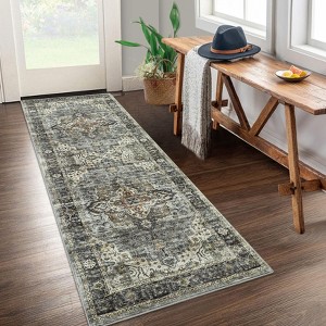 Vintage Area Rug, Large Washable Living Room Bedroom Rug Distressed Non-Slip Non-Shedding Low Pile Area Rug Floor Carpet for Dining Room Home - 1 of 4