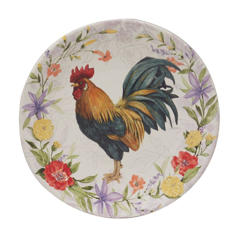 Set of 4 Floral Rooster Assorted Salad/Dining Plates - Certified International, 4 of 8
