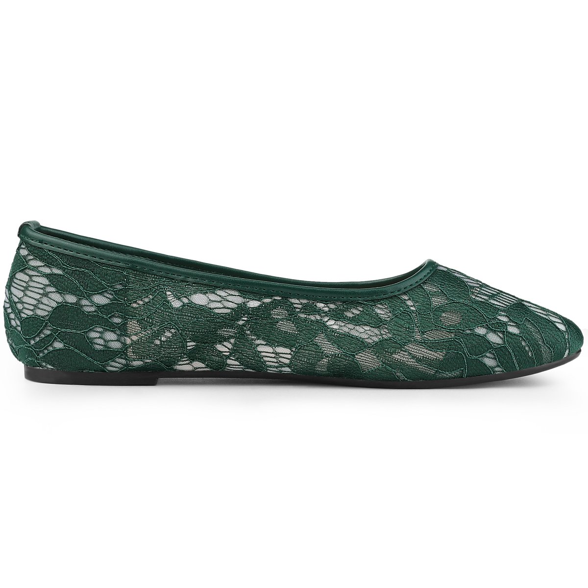 Обувь Allegra K Women's Mesh Floral Lace Round Toe Slip on Ballet Flats 10 Olive Green — фото 6